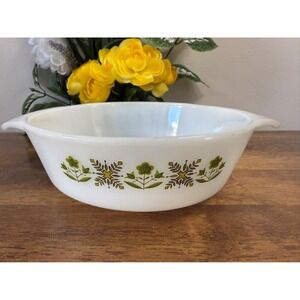 Fire-King Meadow Green Casserole Dish Anchor Hocking Milk Glass‎ MCM Kitchen
